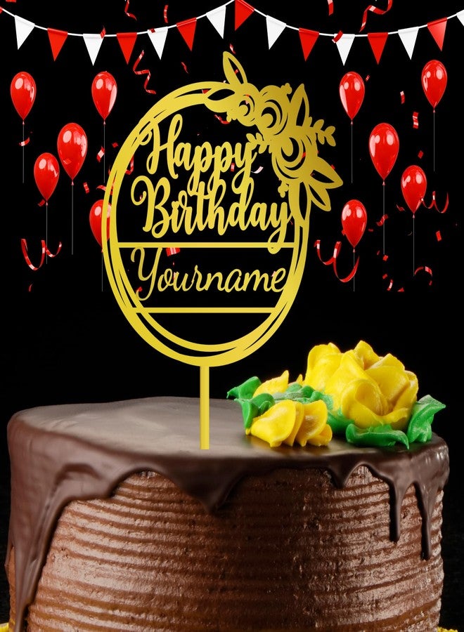 Yellow Nuts Personalised Cake Topper For Birthday Acrylic Golden Baby Shower Wedding Anniversary Props Cake Decor Decoration (Style 2) - Image 1